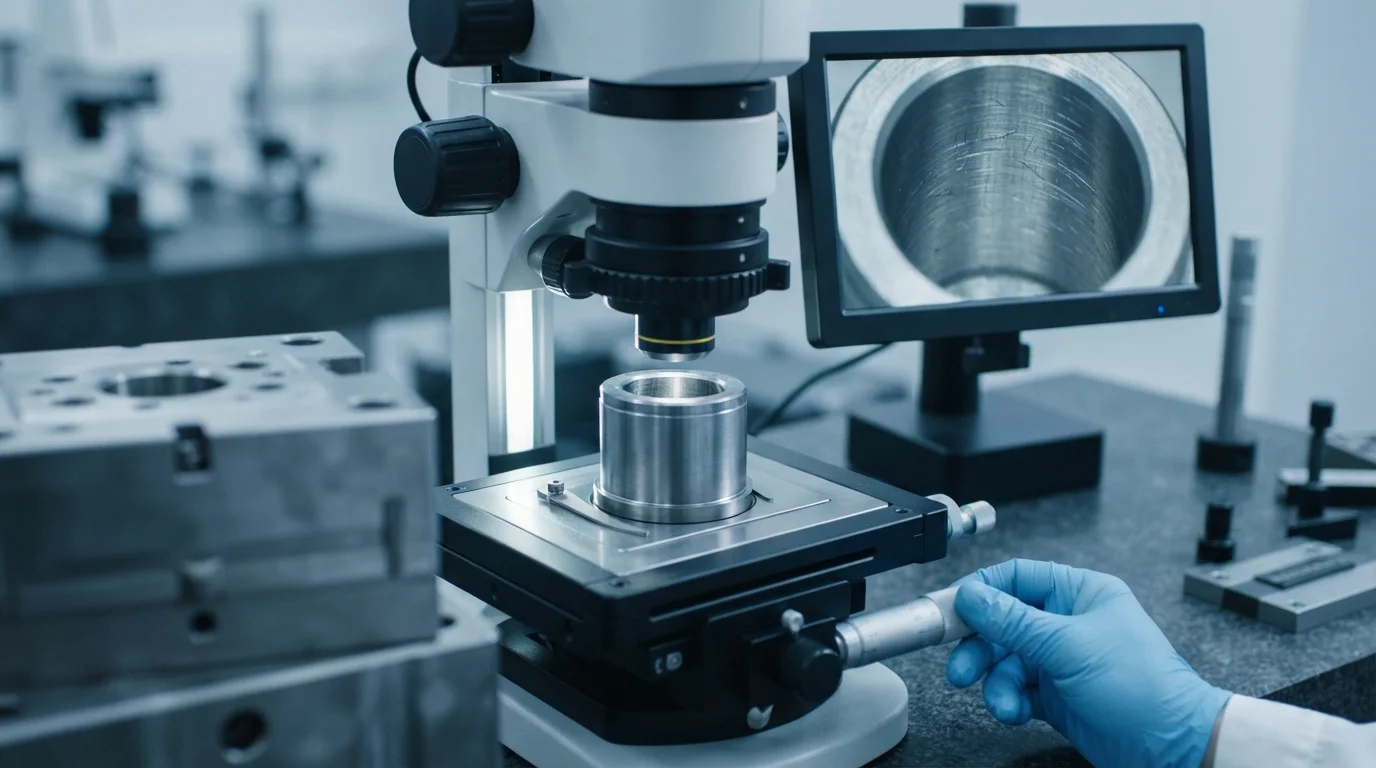 Microscope inspecting ejector pin scoring