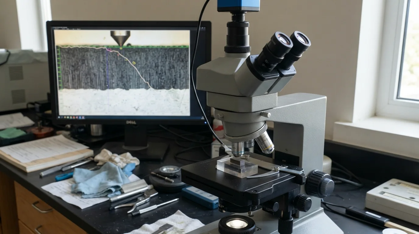Microscope inspecting hard anodized layer