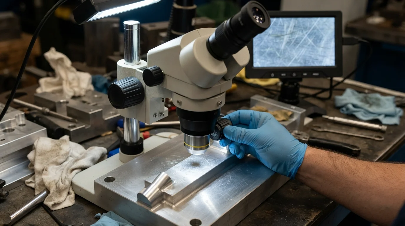 Microscope scanning aluminum mold wear