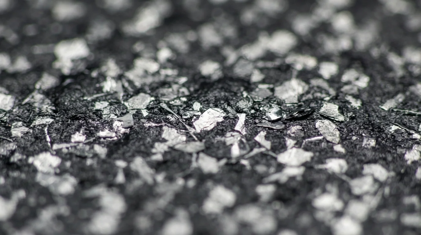 Microscope showing metallic flakes