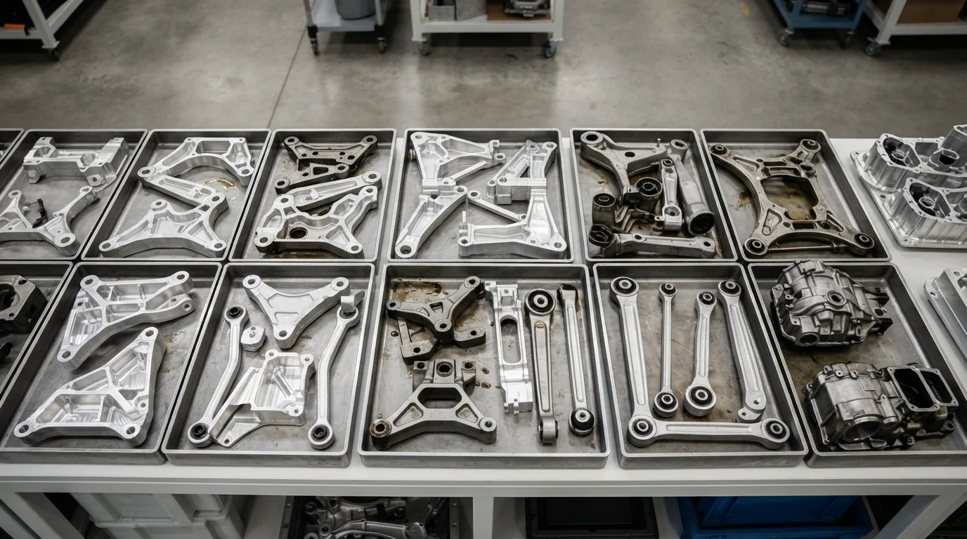 Milled automotive metal components trays