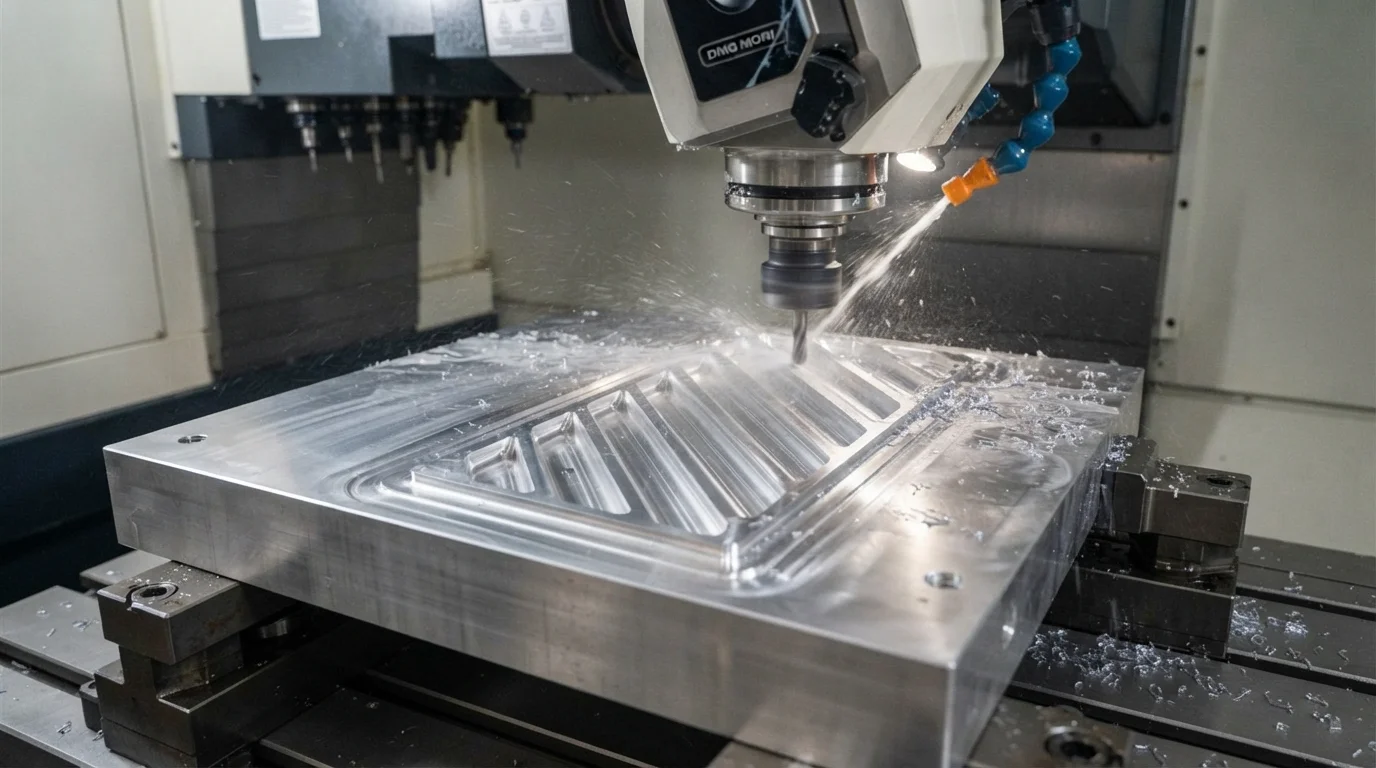 Milling cooling louvers into aluminum mold plate