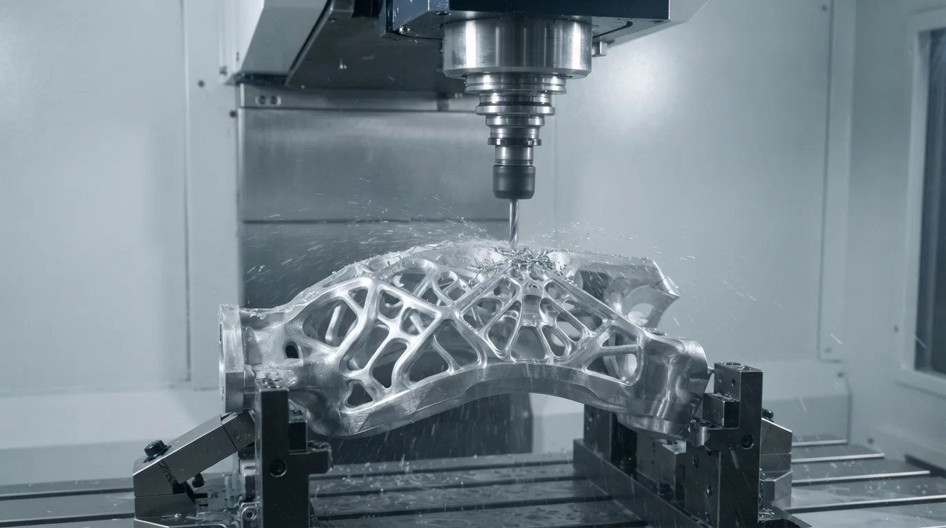 Milling magnesium humanoid torso skeleton