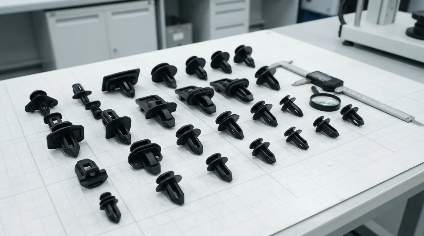 Modified polypropylene automotive trim clips