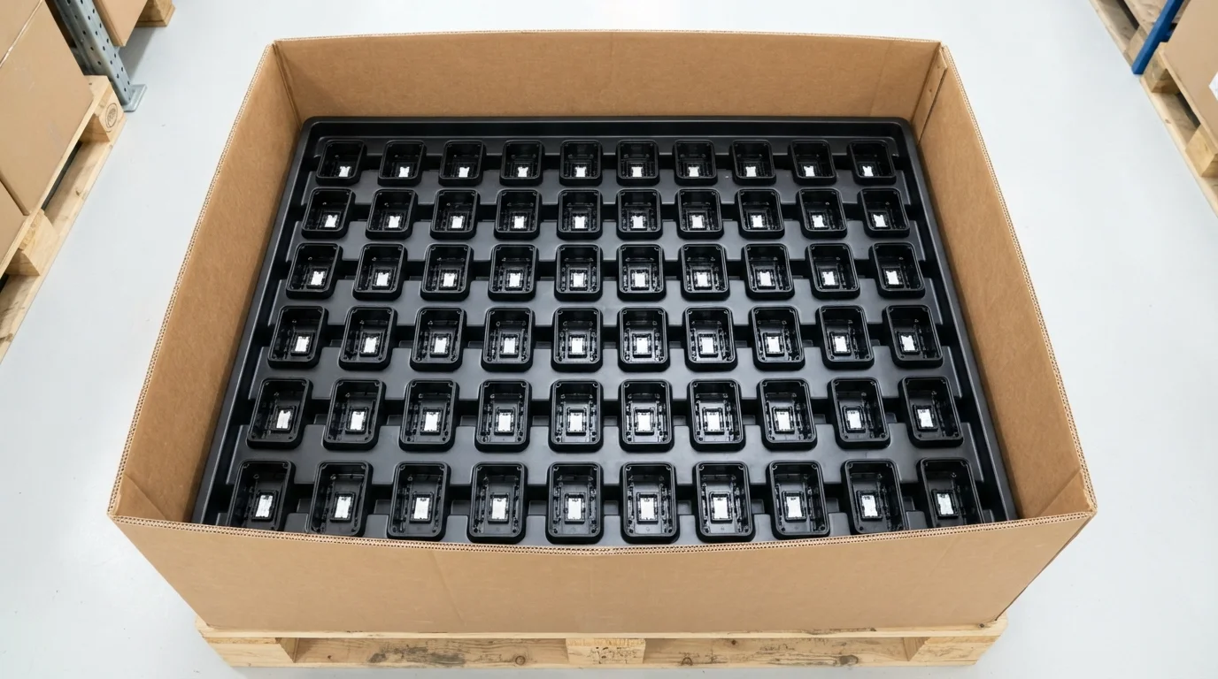 Molded assemblies inside trays