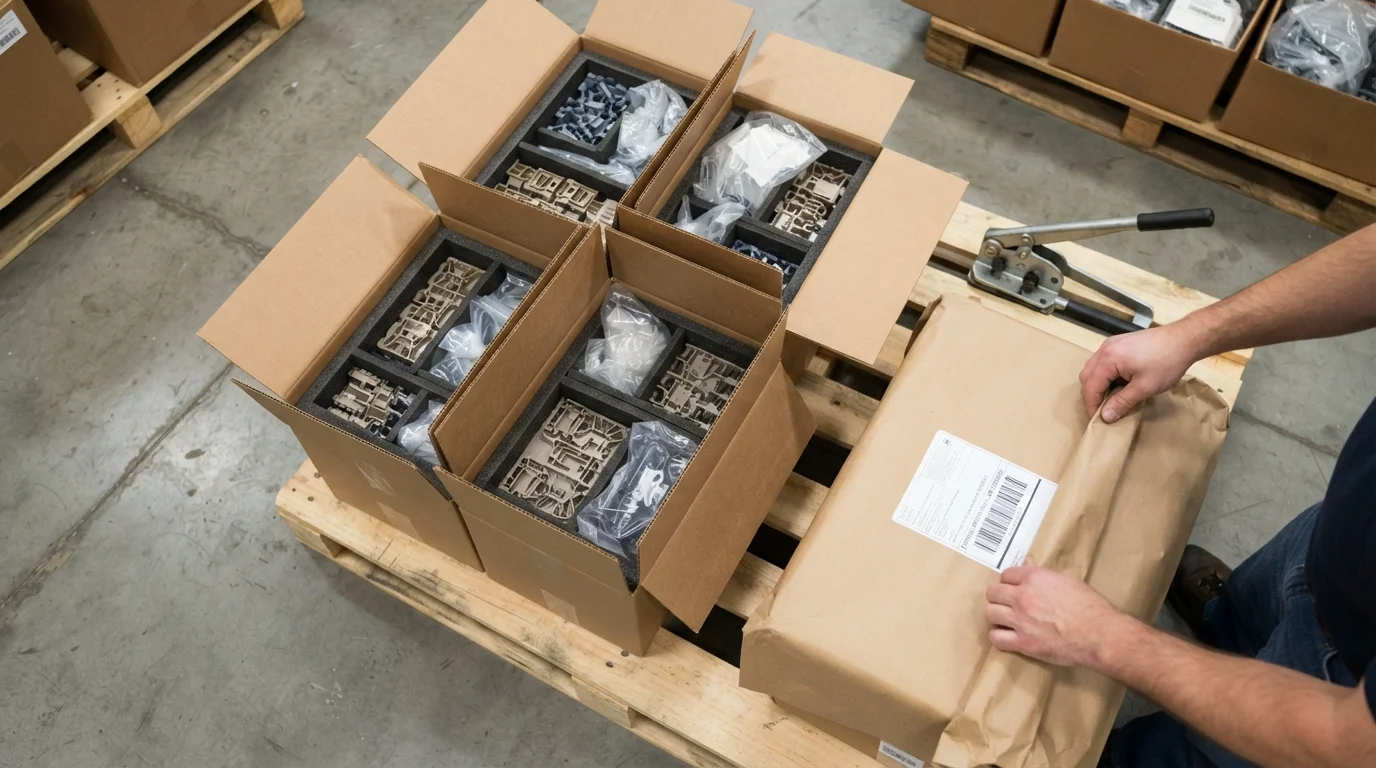 Molded batches packed for shipping