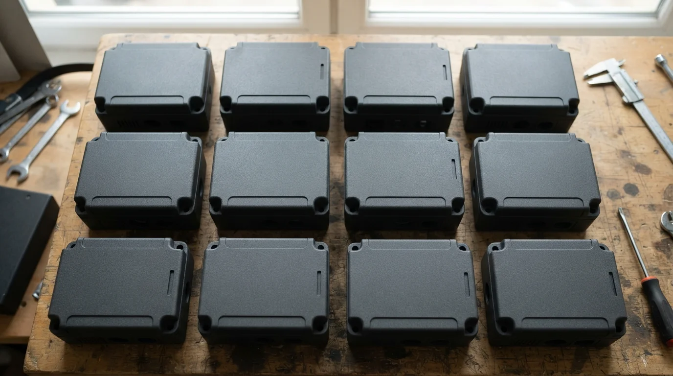 Molded enclosures with VDI textures