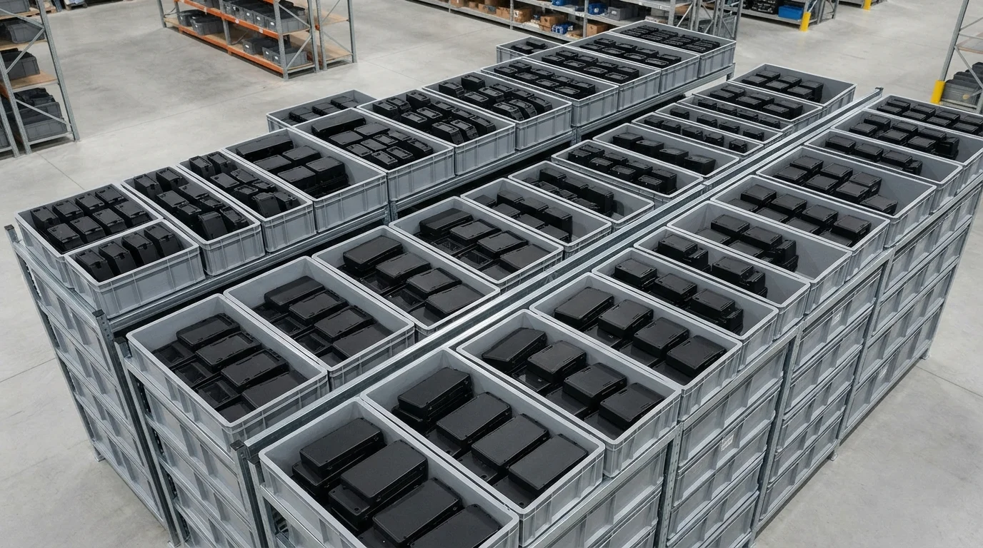 Molded plastic enclosures in rack