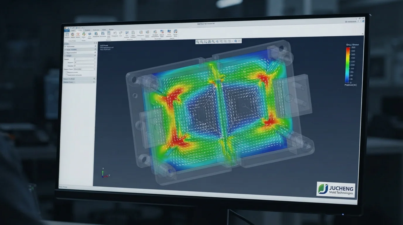 Moldflow runner pressure vector simulation