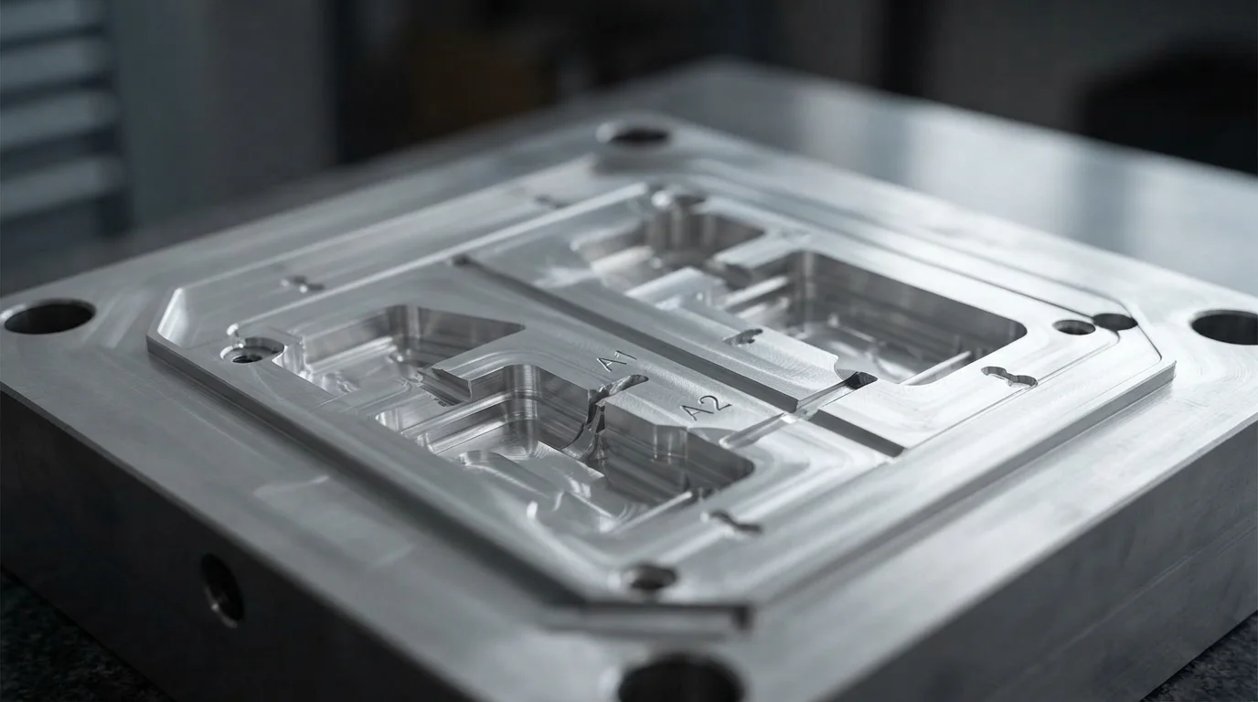 Multi-cavity aluminum mold core insert engravings