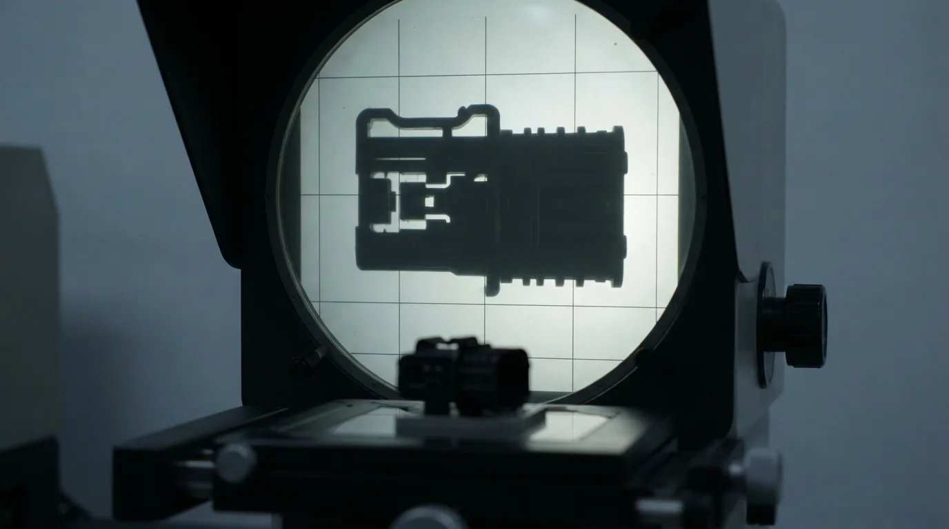 Optical comparator inspecting connector housing