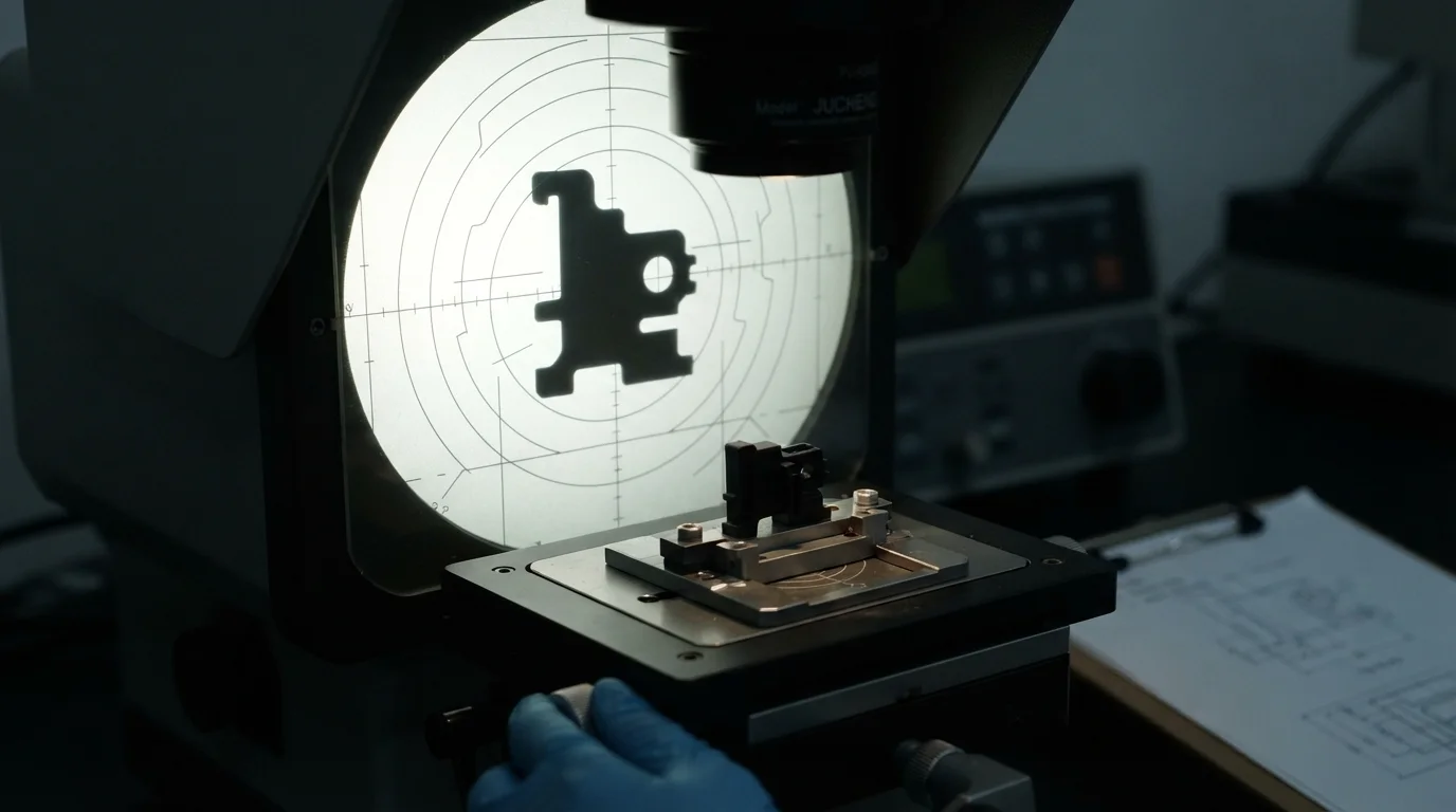 Optical comparator inspecting part profile