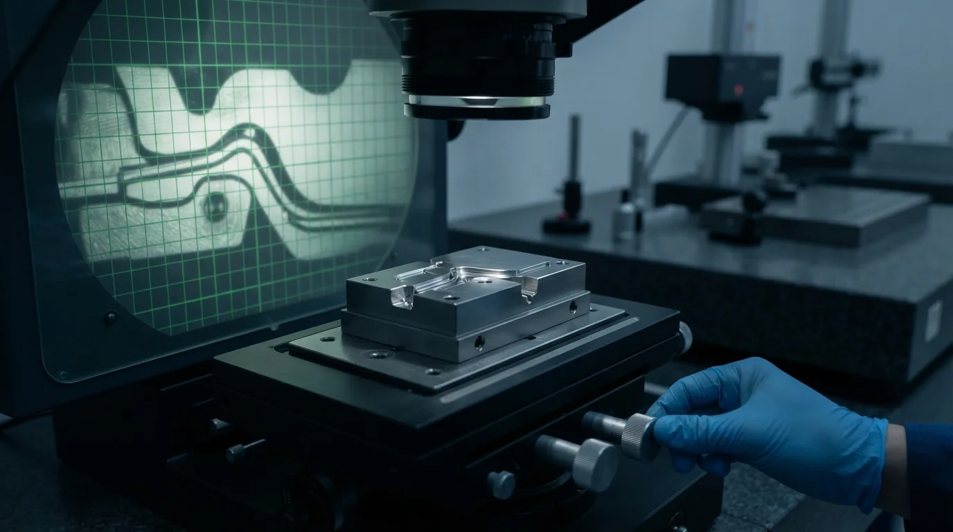 Optical comparator measuring split-line