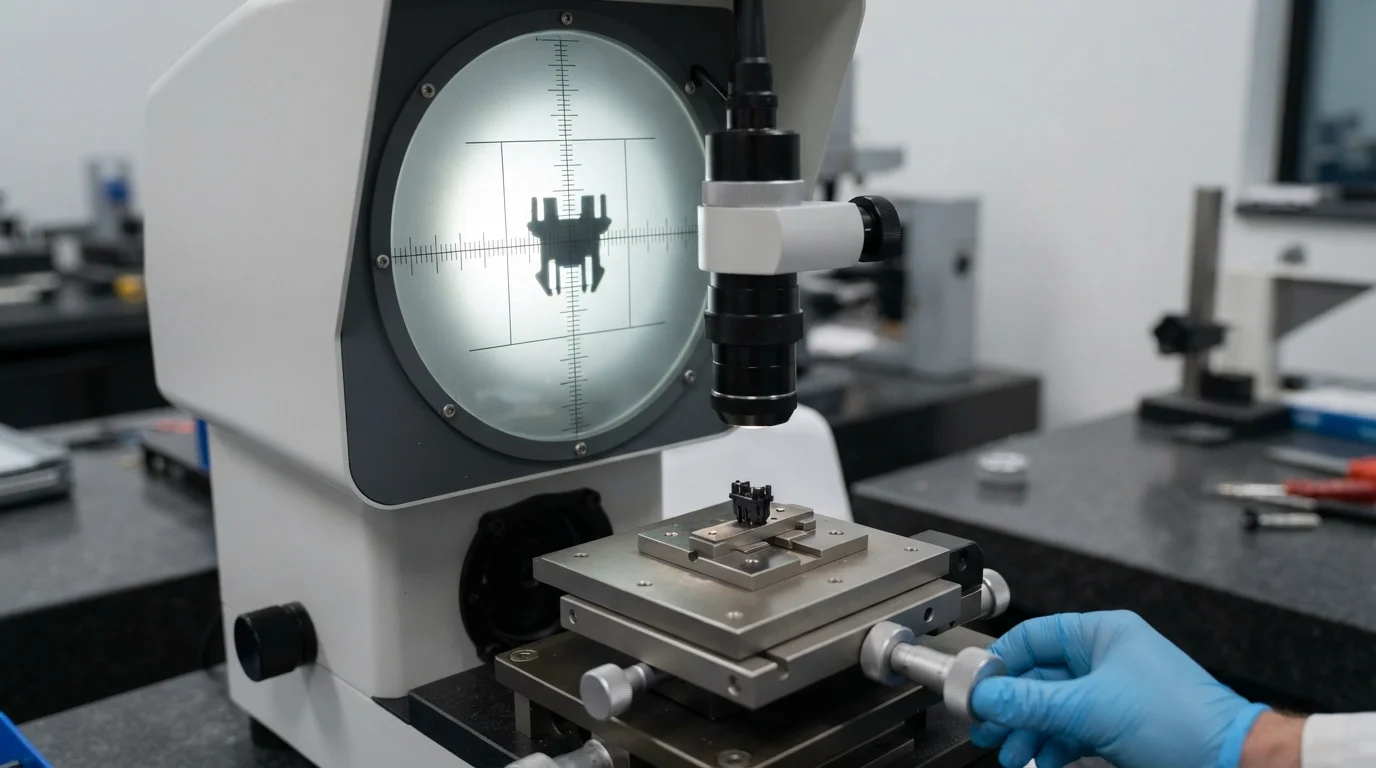 Optical comparator projecting dimension grid