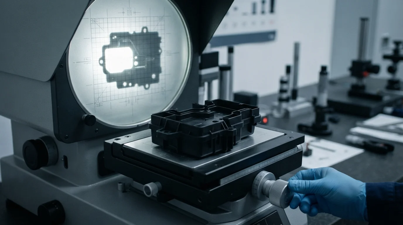 Optical comparator projecting profile grid