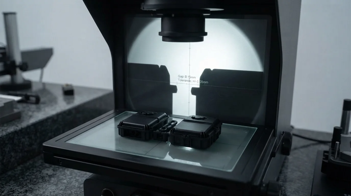 Optical profile projector measuring edge gap clearance