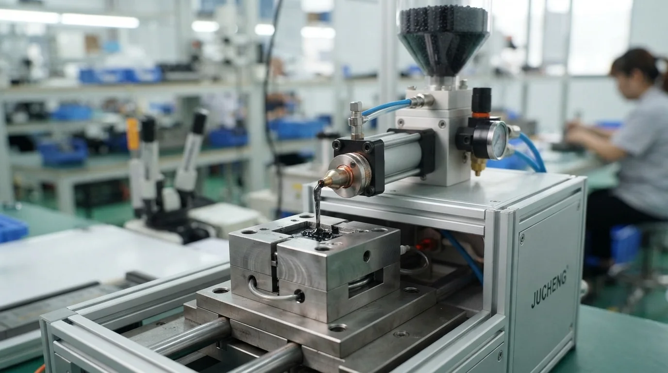 Pneumatic micro-injection press operating