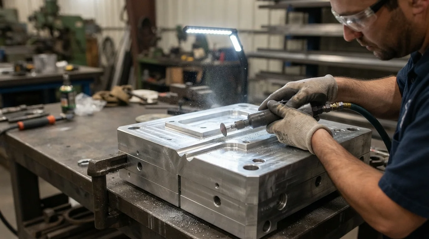 Pneumatic tool polishing mold insert