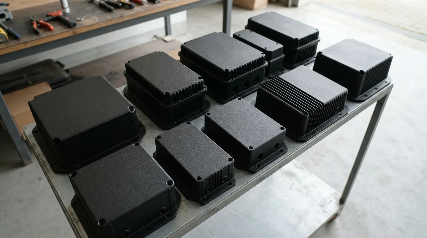 Powder-coated industrial electronic enclosures