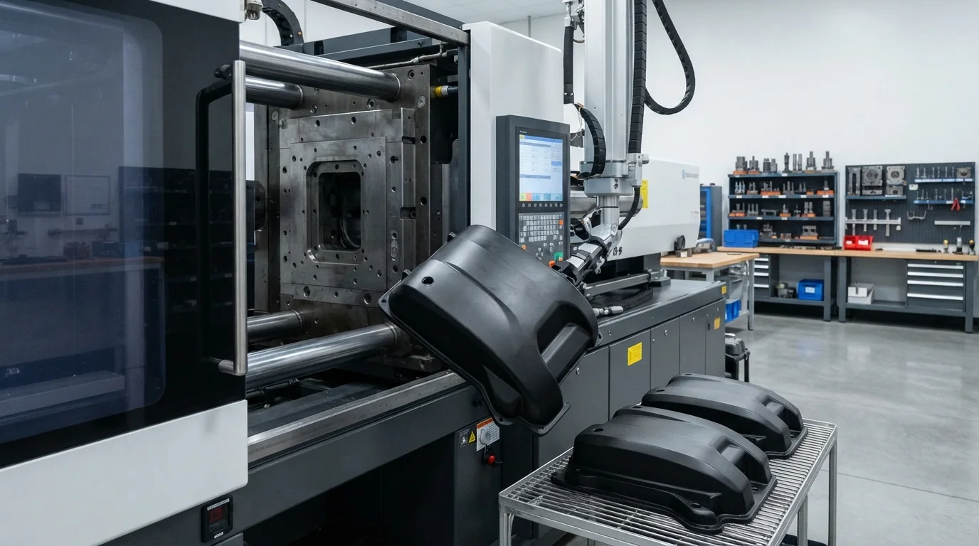 Press ejecting polyurethane protective covers