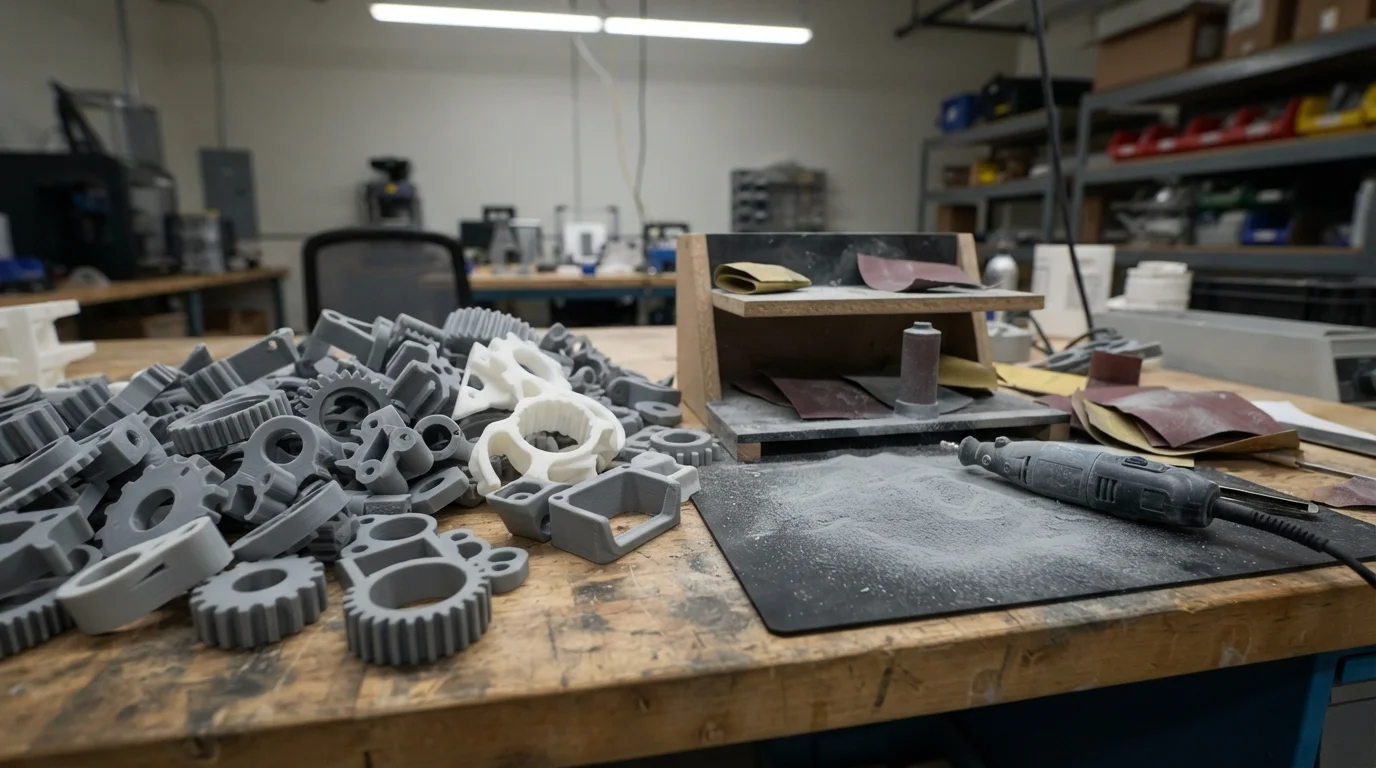 Printed parts and sanding station