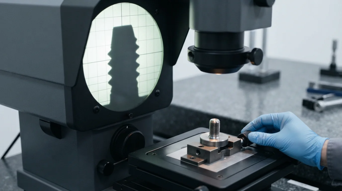 Profile projector inspecting fastener thread