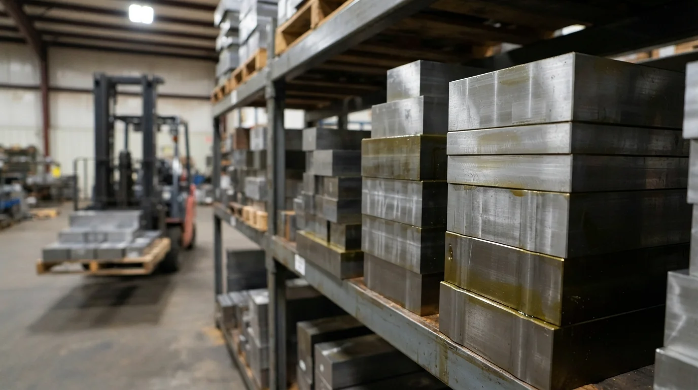 Raw metal plate material warehouse