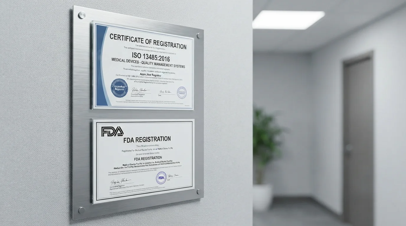 Regulatory compliance certificate plaque mounted