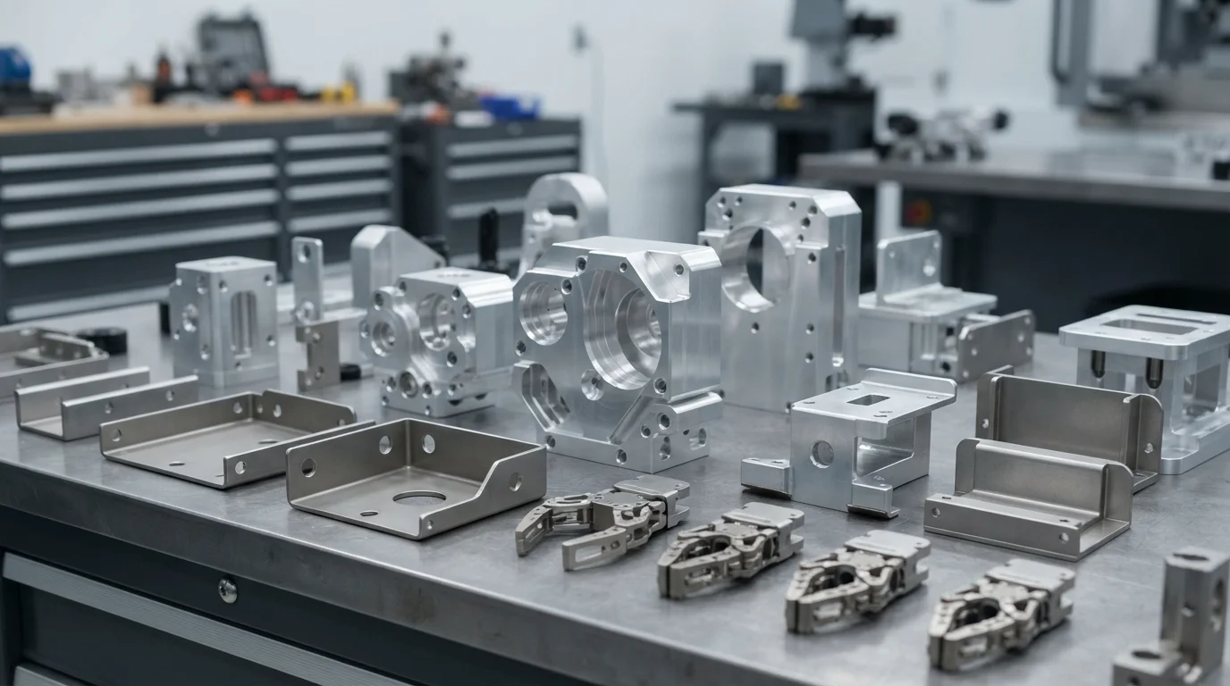 Robotic components array on workbench