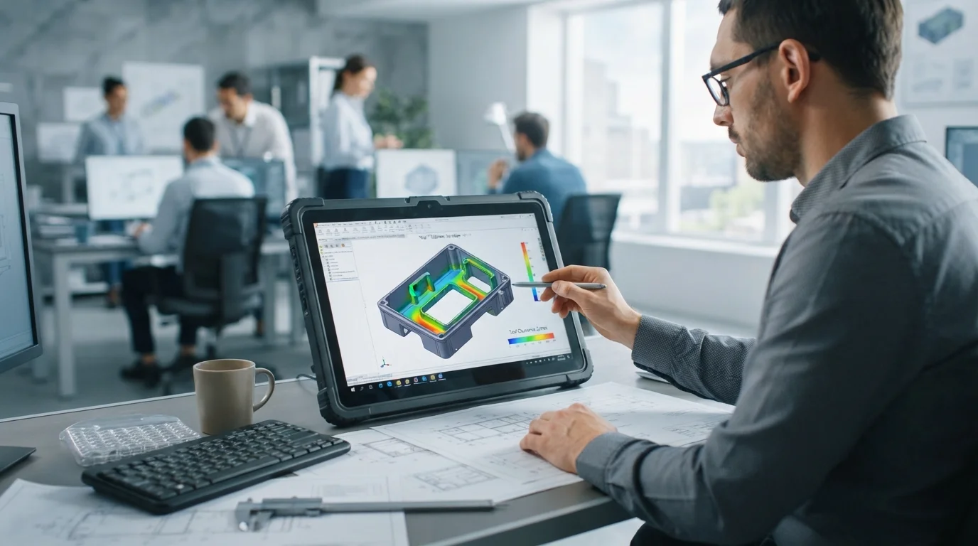Specialist reviewing DFM model