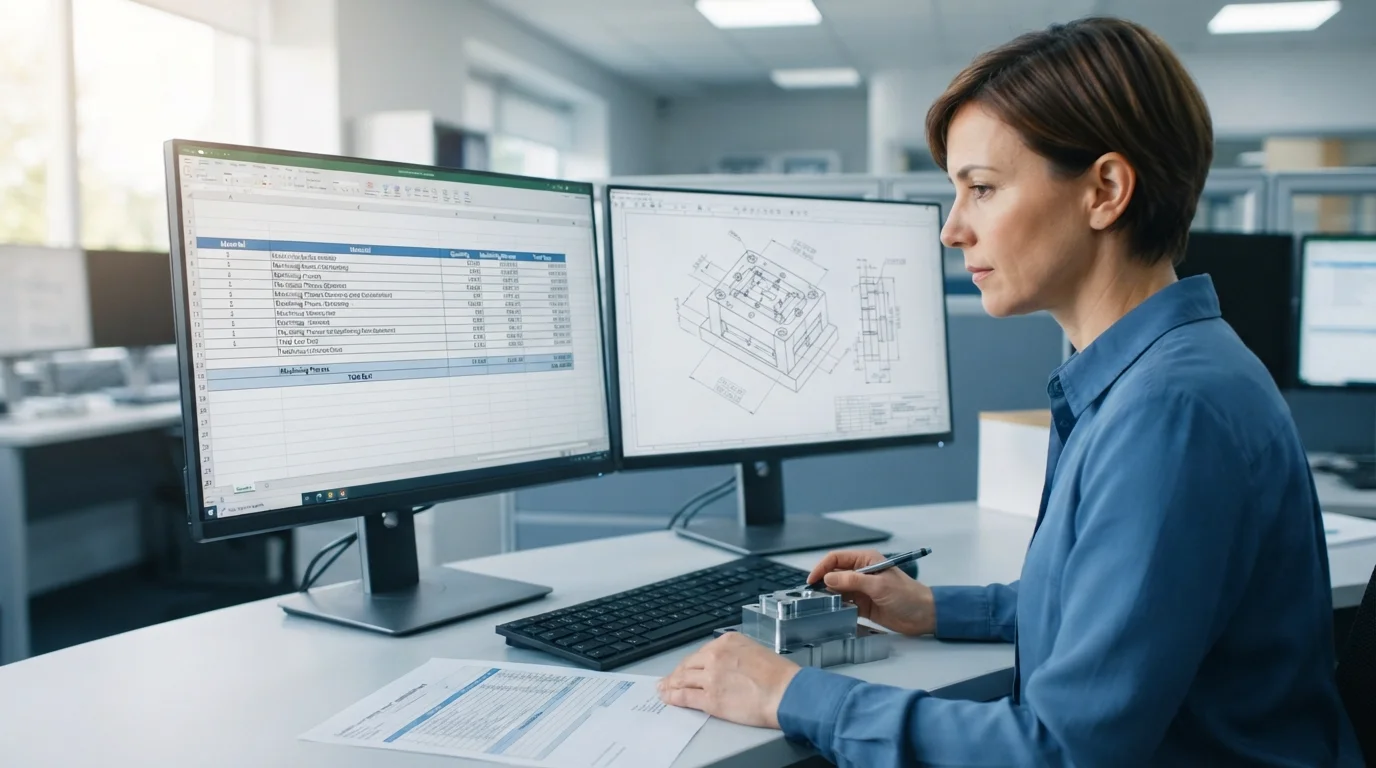 Specialist reviewing metal quotation sheet