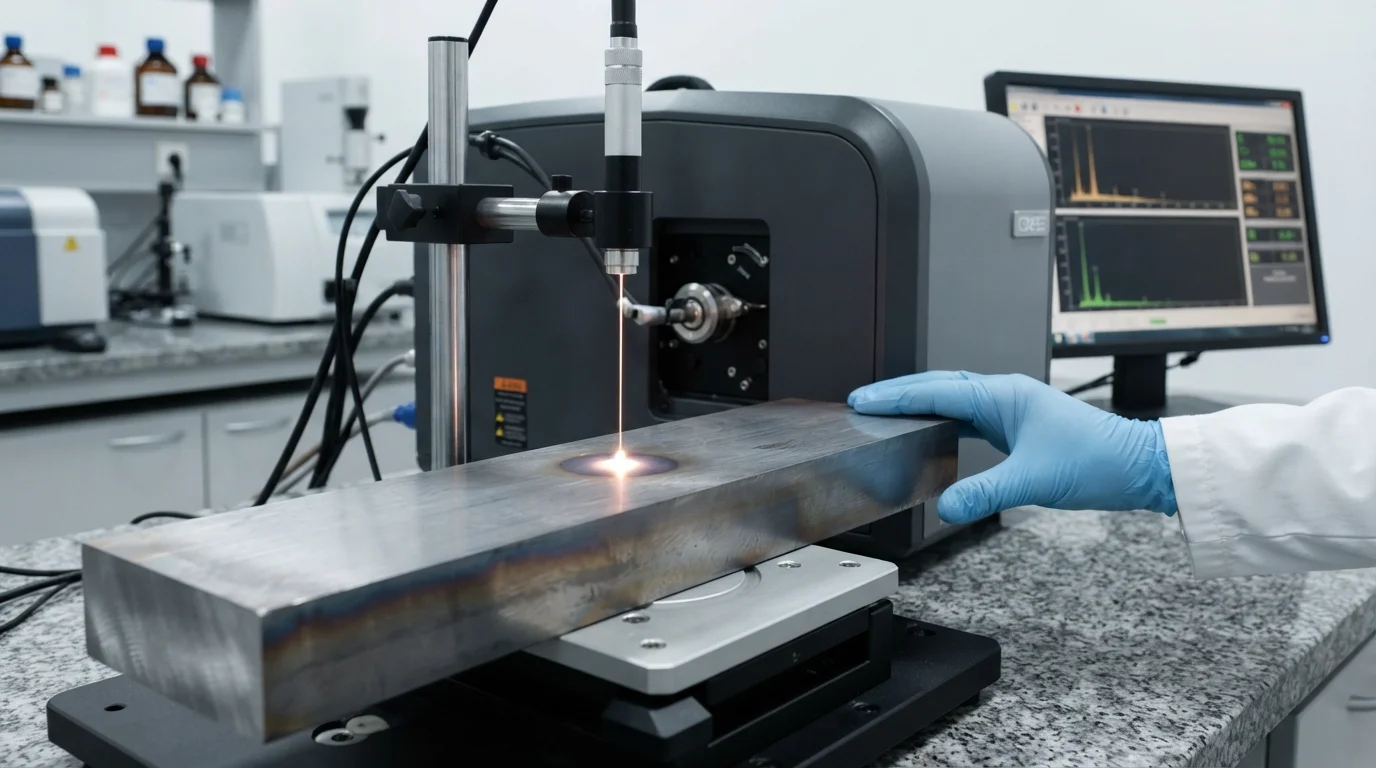 Spectrometer analyzing P20 steel
