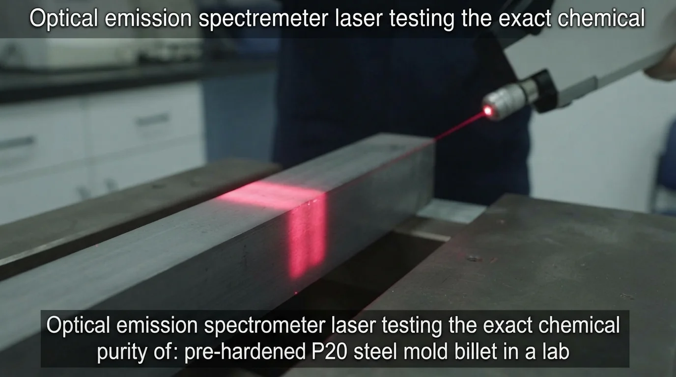 Spectrometer analyzing P20 steel
