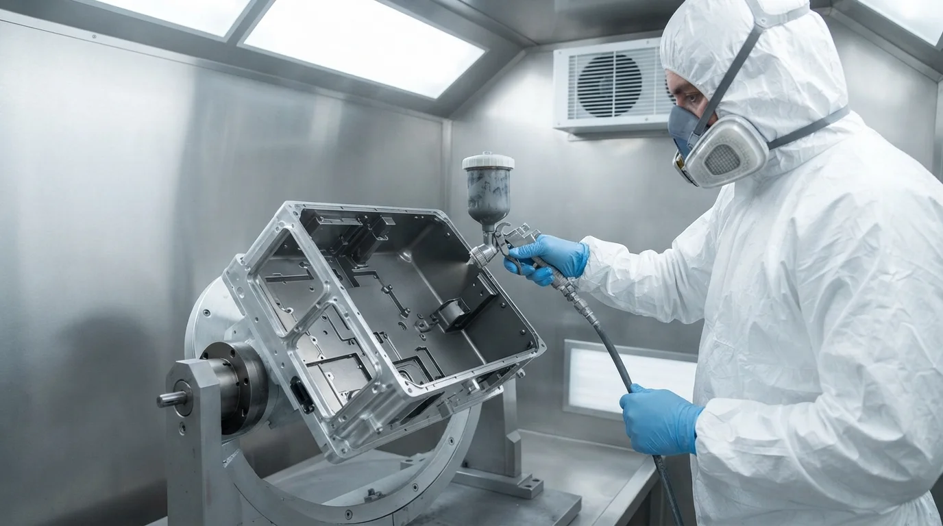 Spraying EMI shielding robot shell