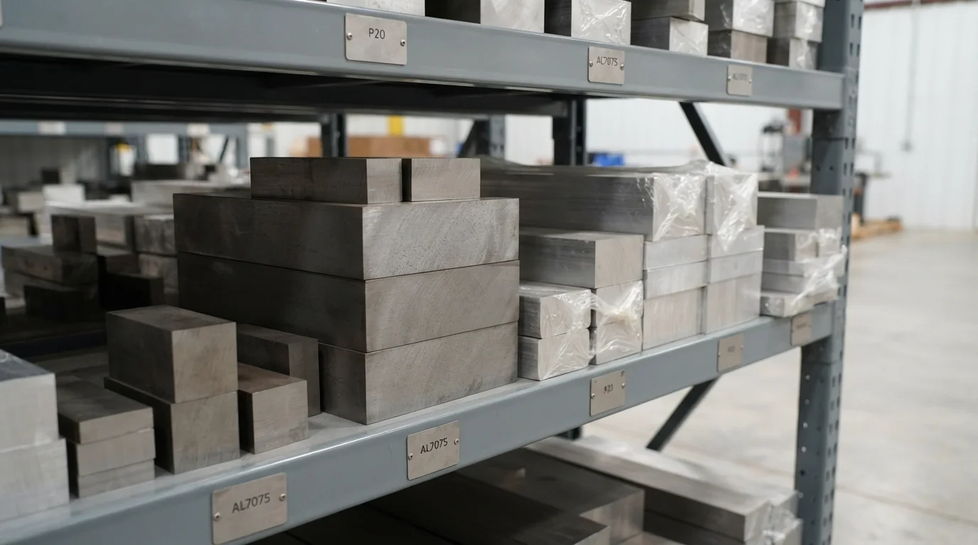 Stacked raw metal tooling blocks