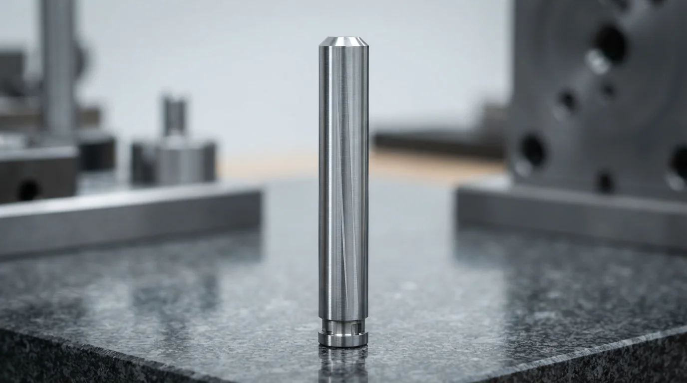 Steel mold core pin close-up