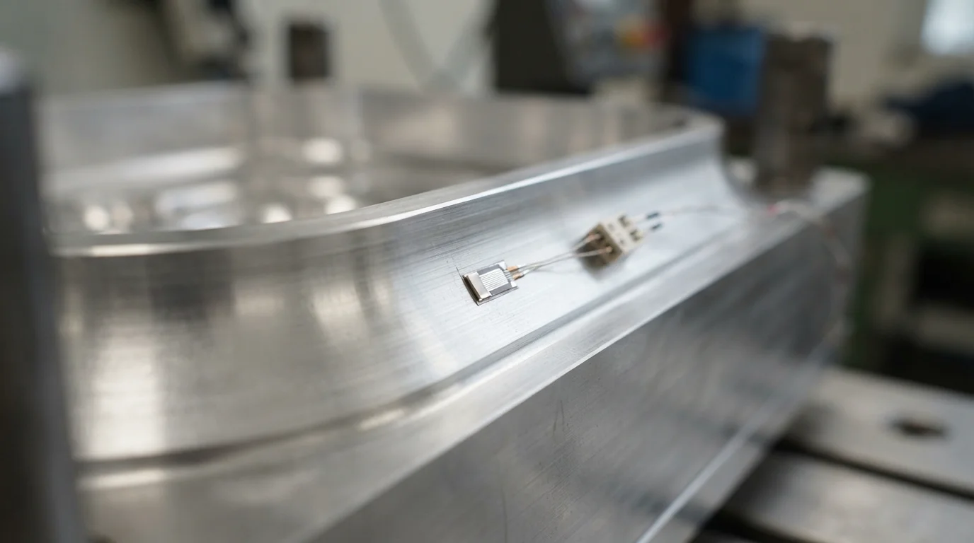 Strain gauge measuring mold deflection