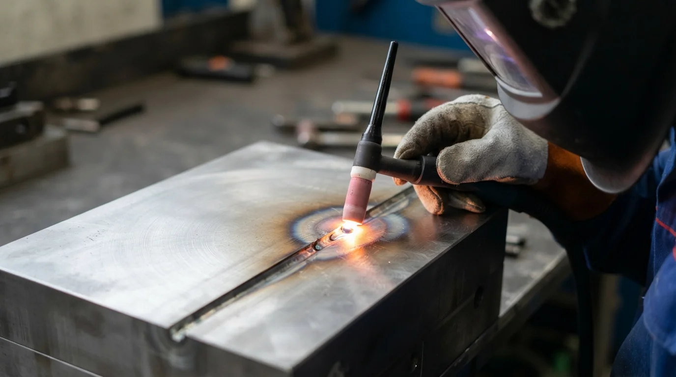 TIG welding P20 steel block