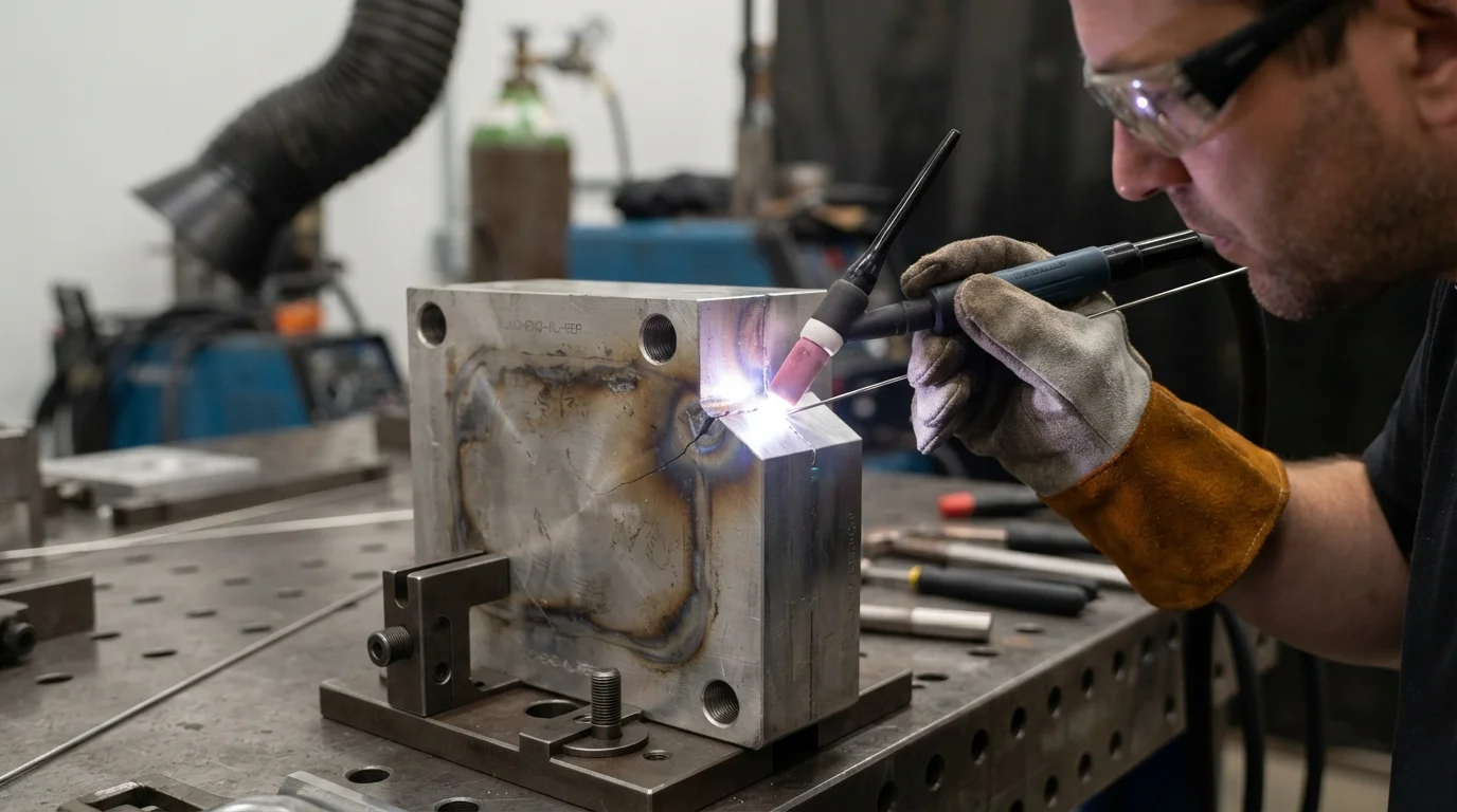 TIG welding fractured mold core