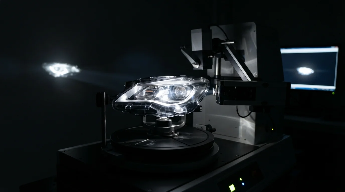 Testing automotive headlamp light distribution