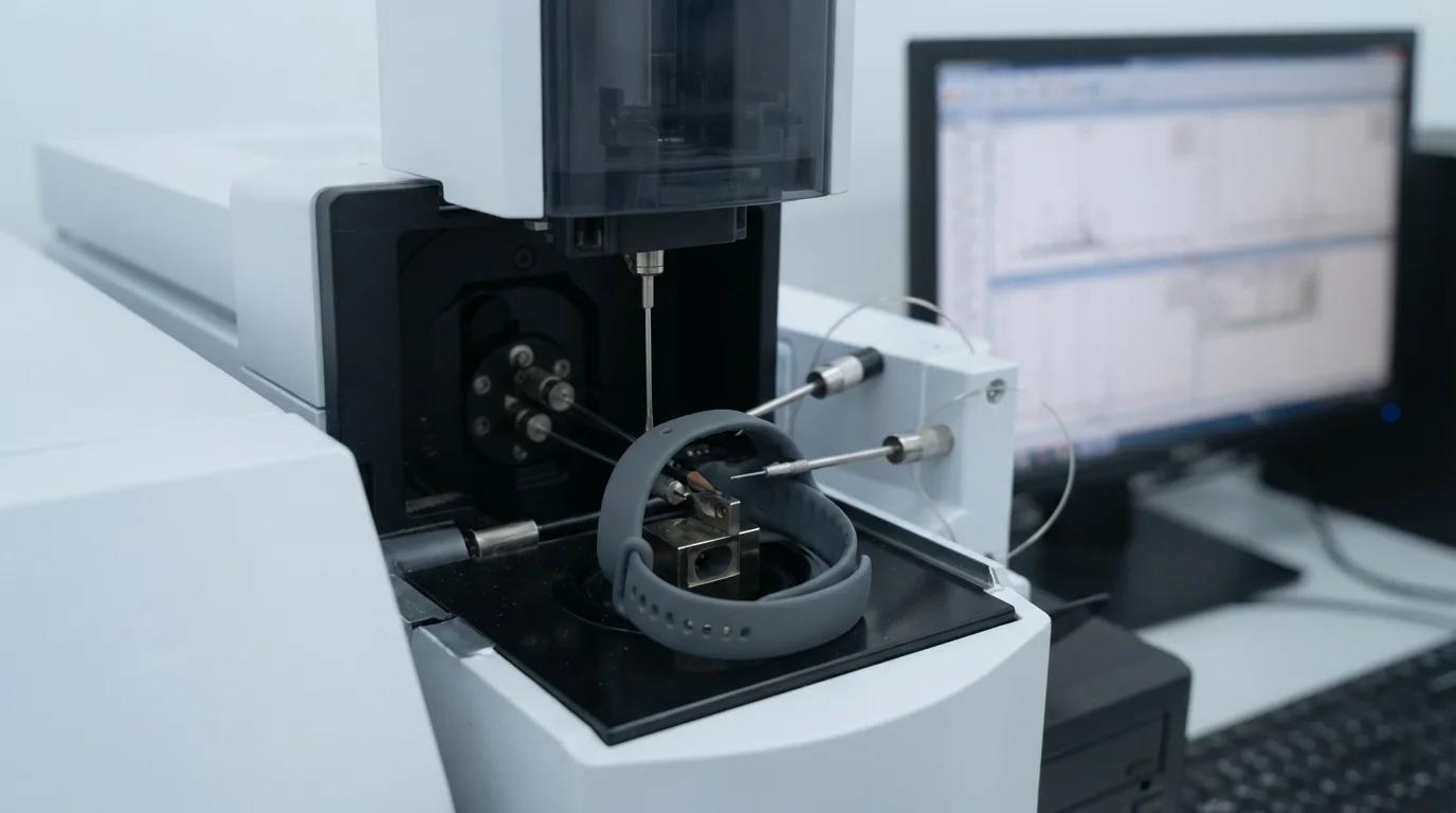 Testing skin-contact chemical purity on wristband