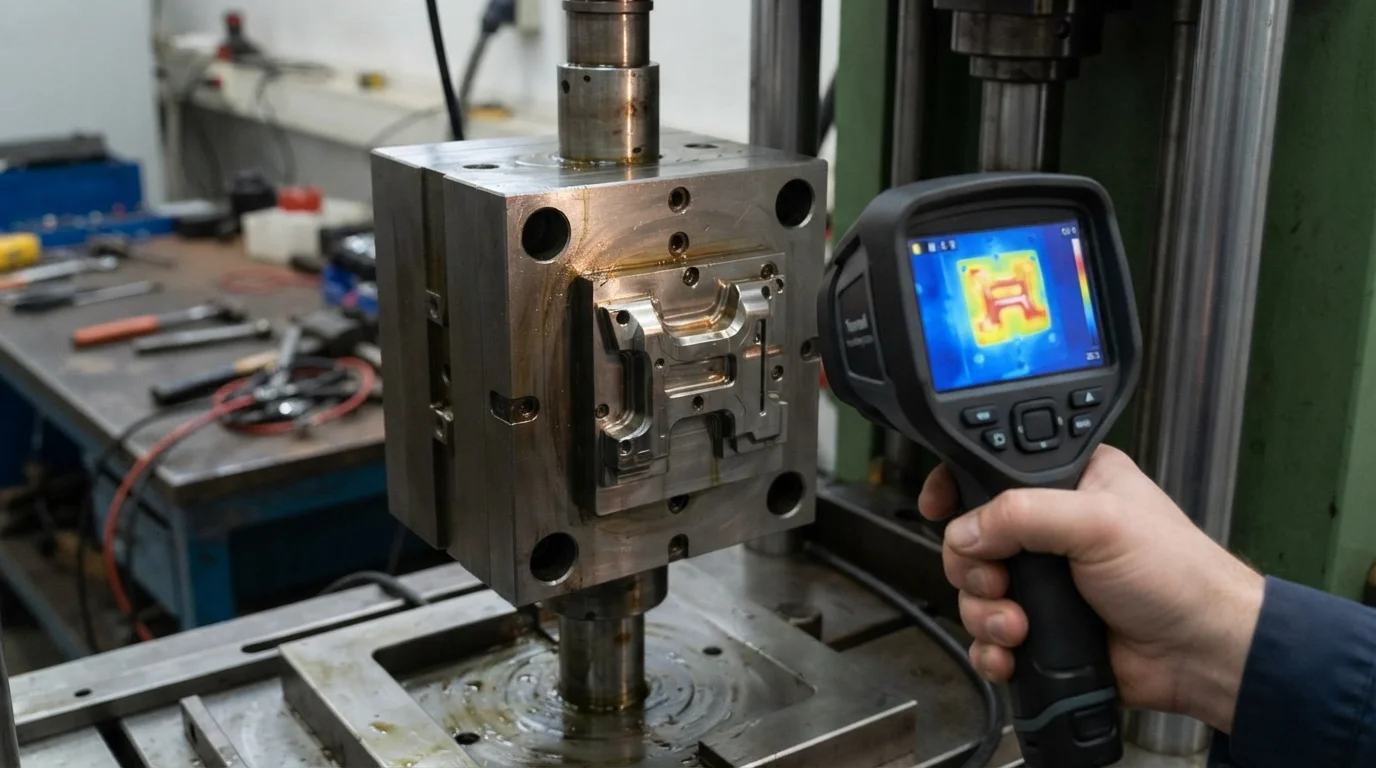 Thermal imaging camera analyzing mold core temperature