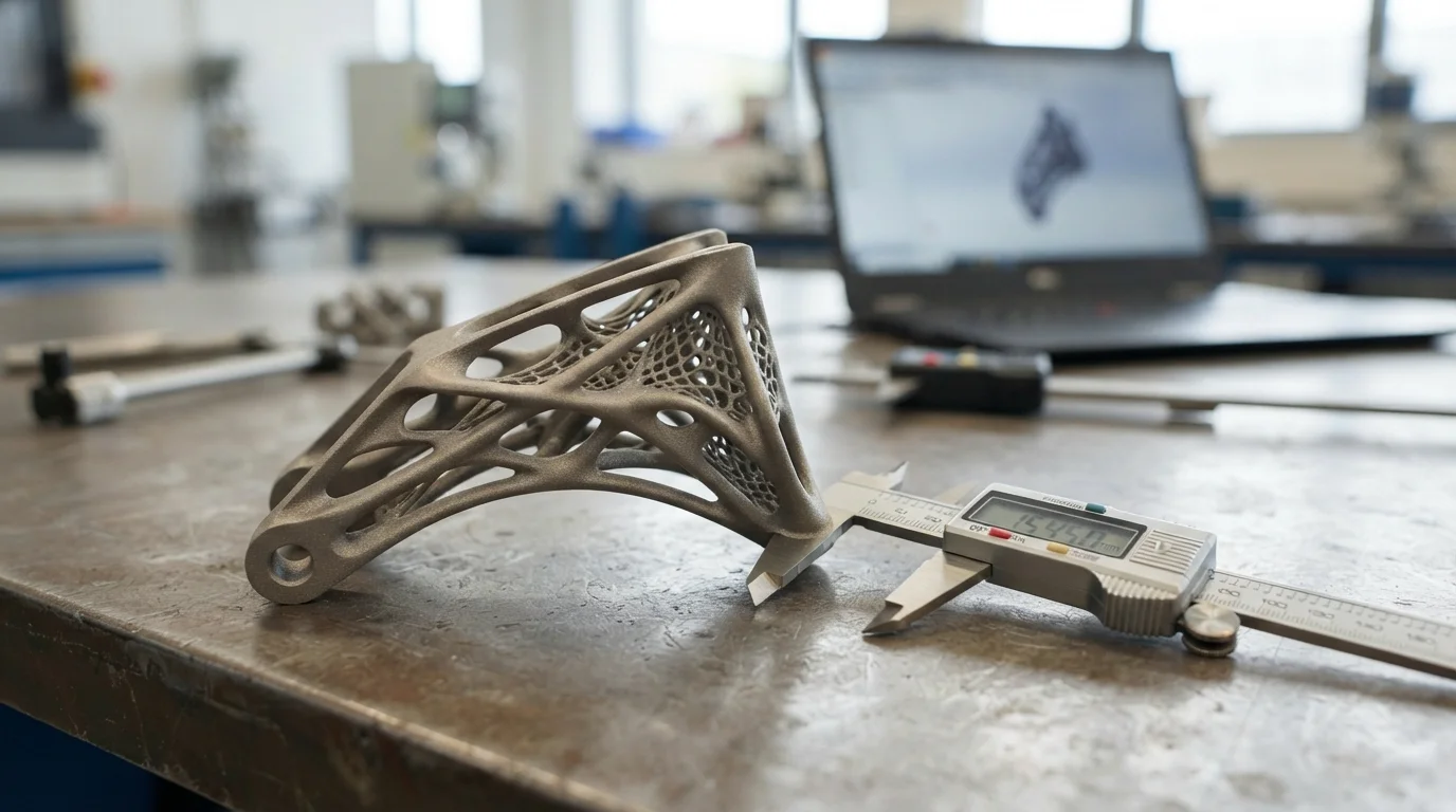 Topology-optimized DMLS titanium bracket