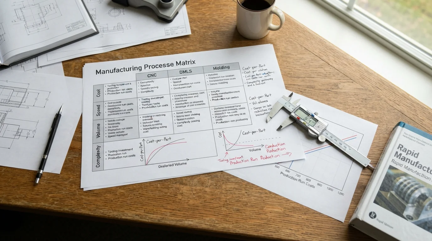 Trade-off matrices beside digital calipers