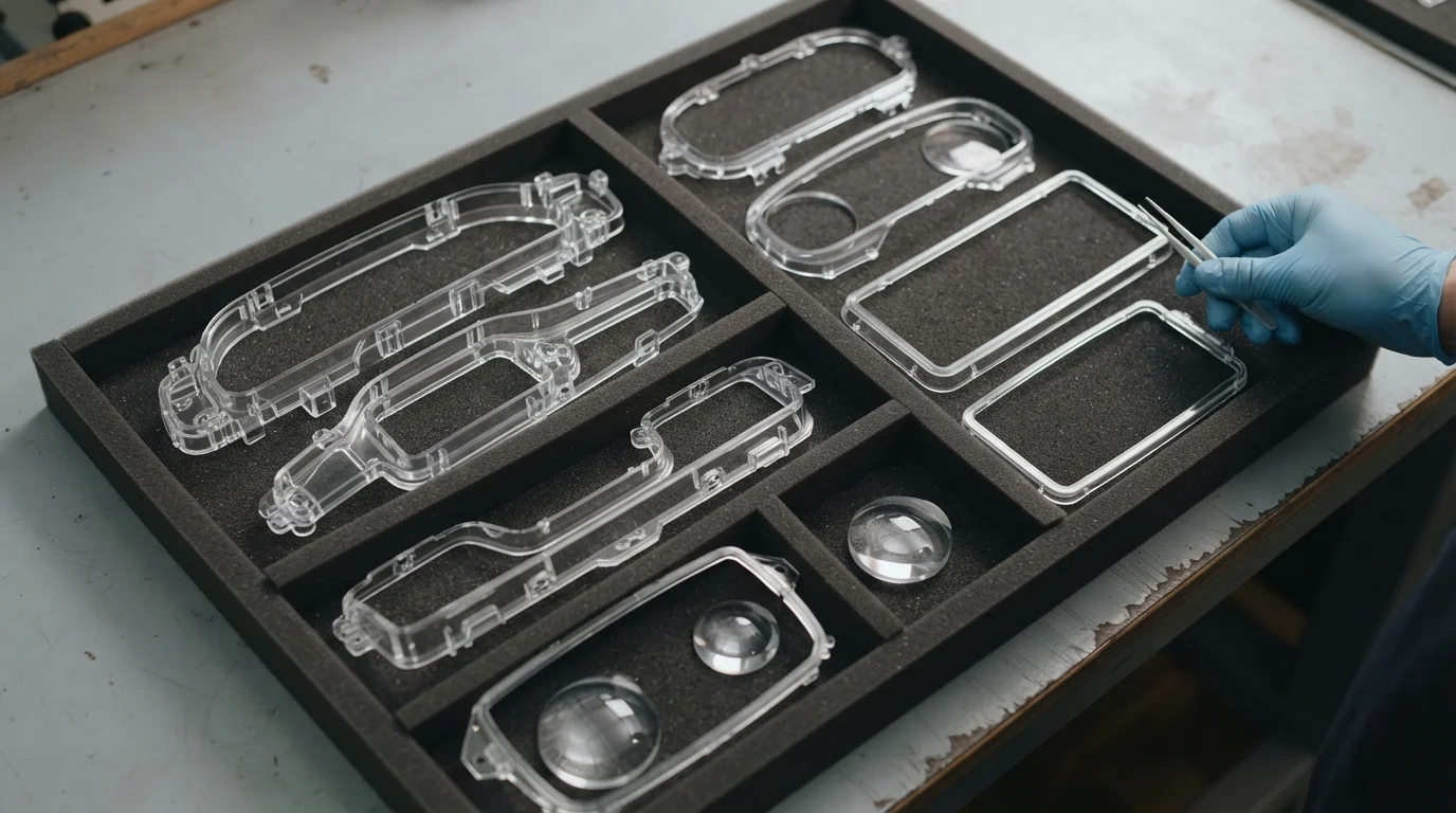 Transparent light guides in inspection tray