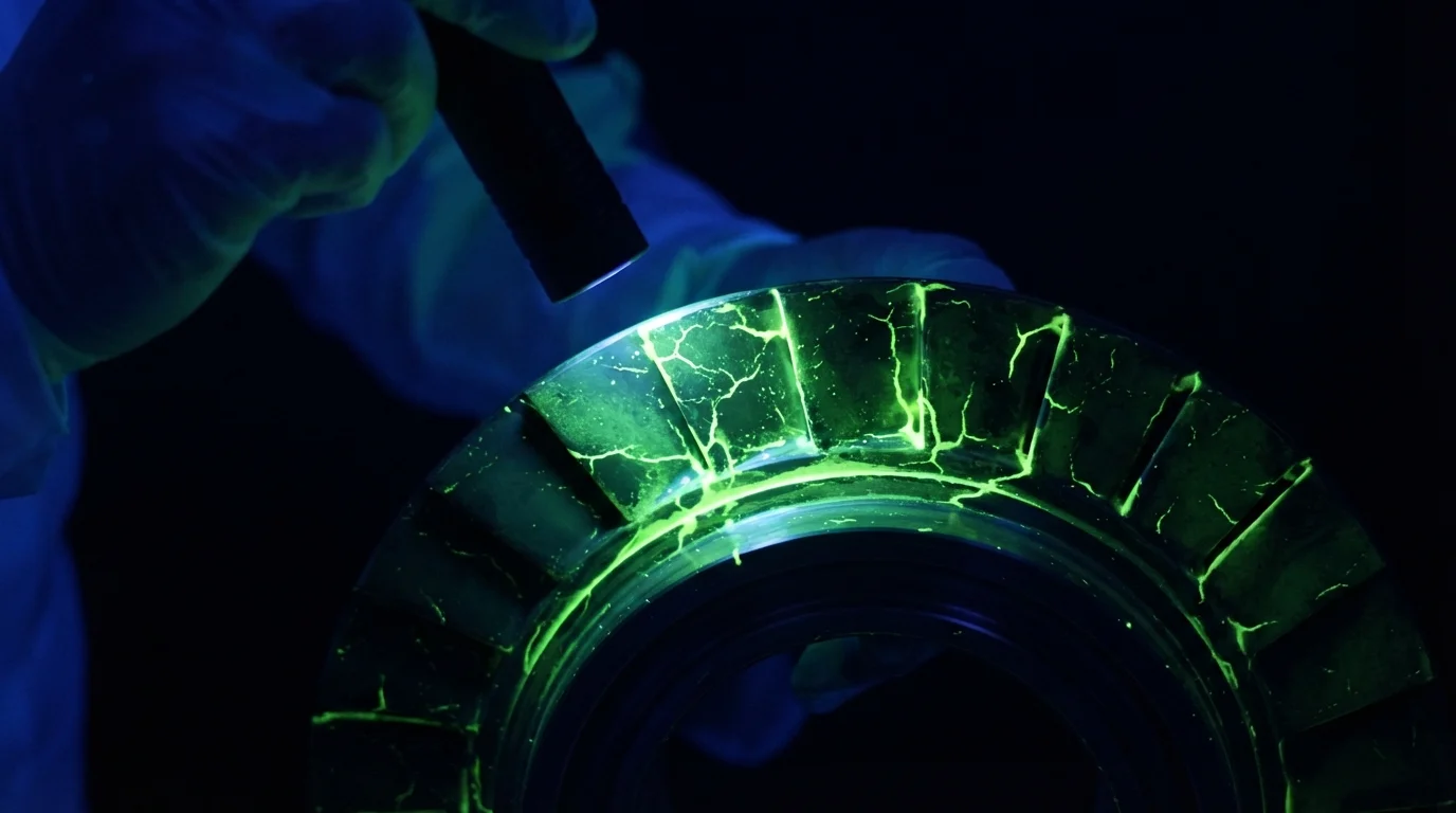 UV blacklight fluorescent crack inspection