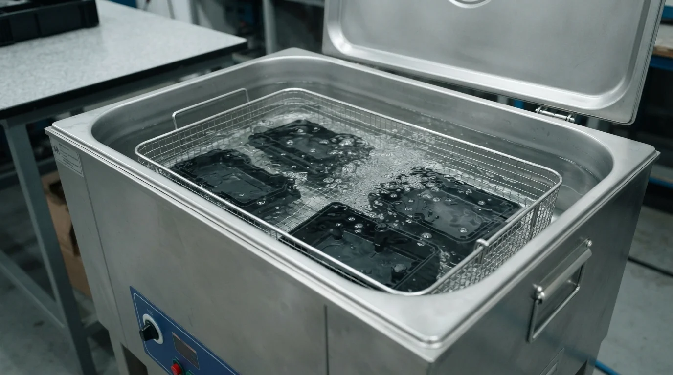 Ultrasonic cleaner tank submerging enclosures