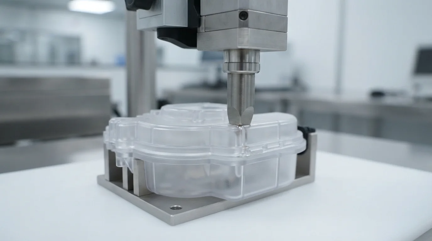 Ultrasonic horn welding hermetic joint