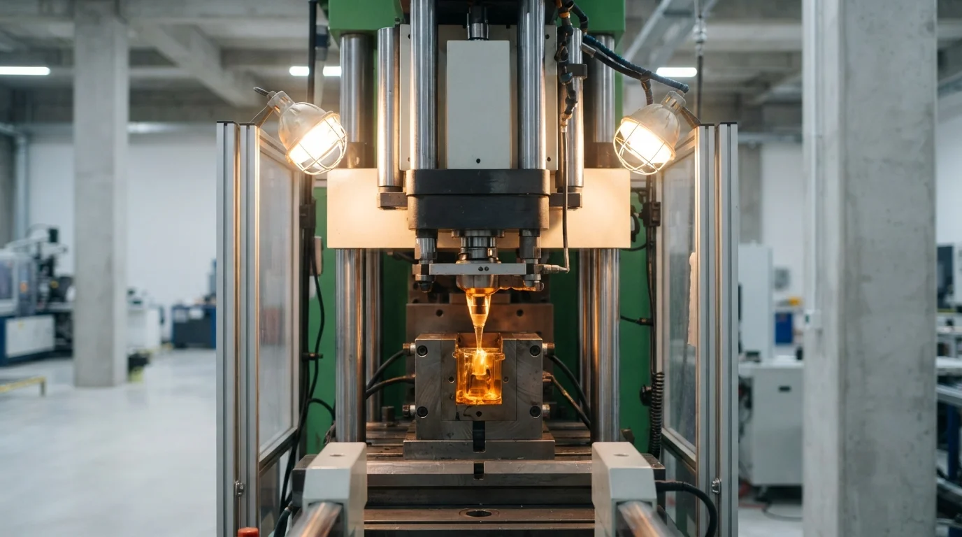 Vertical insert molding press operating