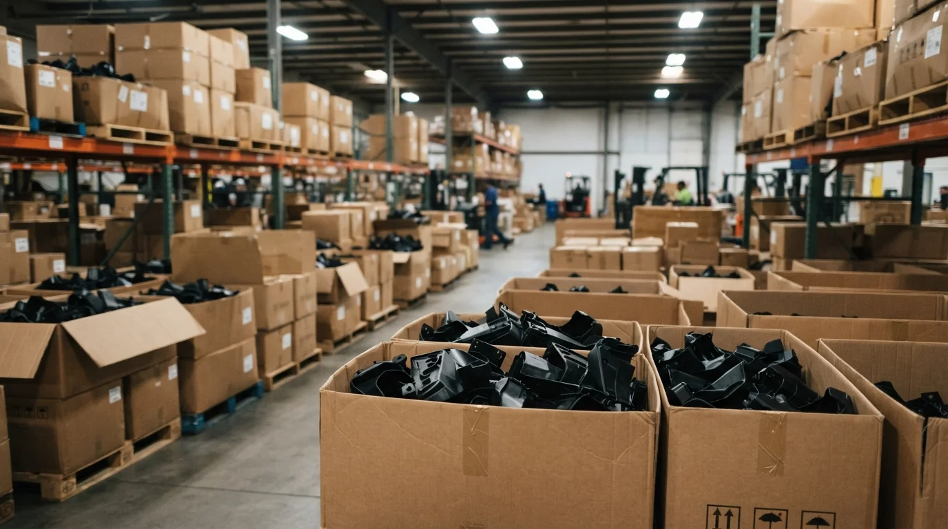 Warehouse boxes of plastic parts